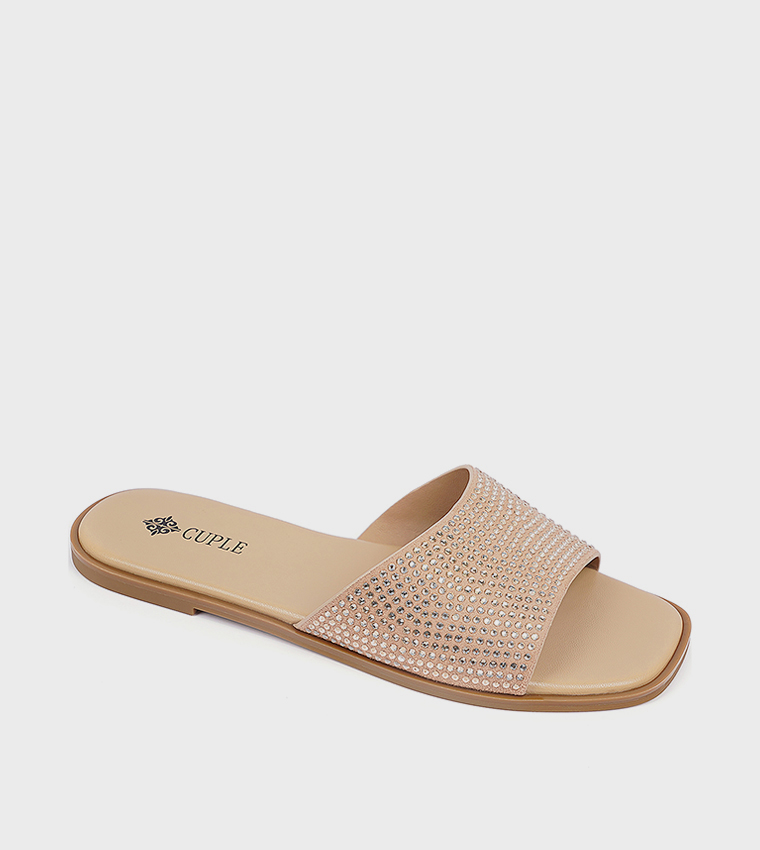 Embellished Open Toe Flat Sandals