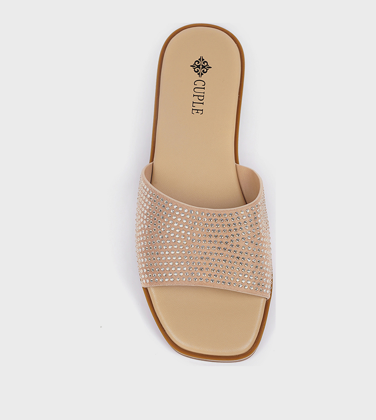 Embellished Open Toe Flat Sandals