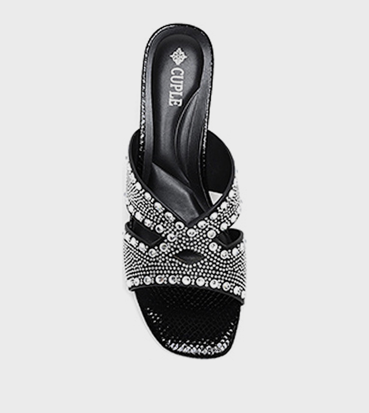Embellished Cut-Out Heeled Sandals