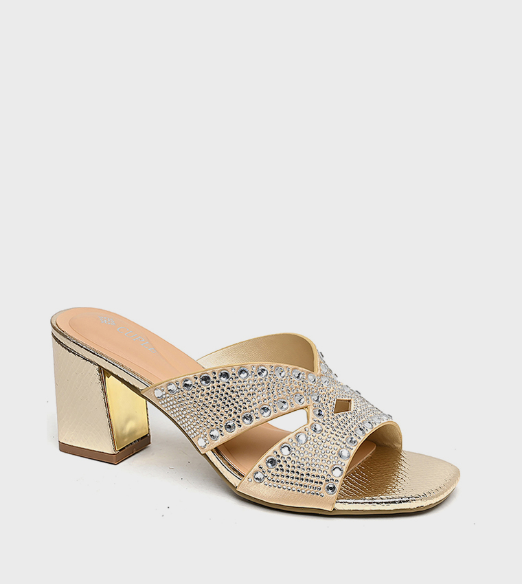 Embellished Cut-Out Heeled Sandals