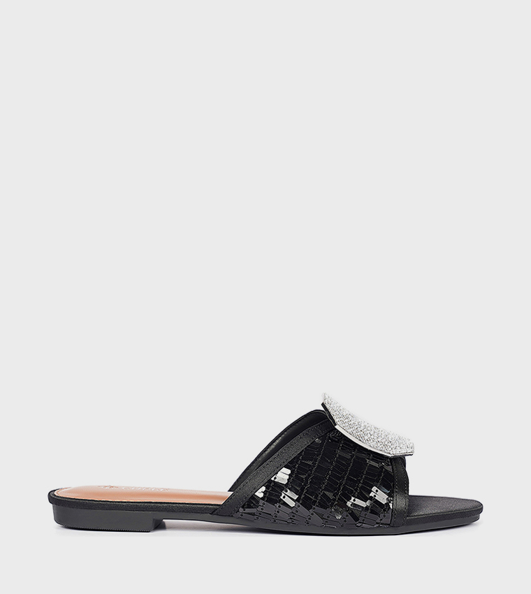 Embellished Open Toe Flat Sandals