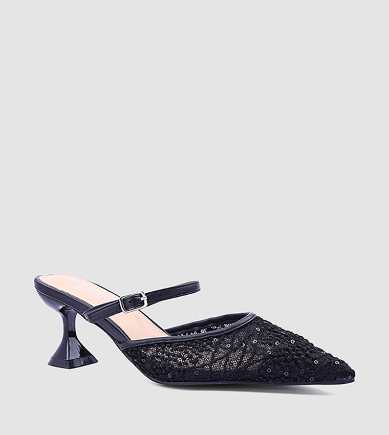 Lace Pointed Toe Heel Pumps