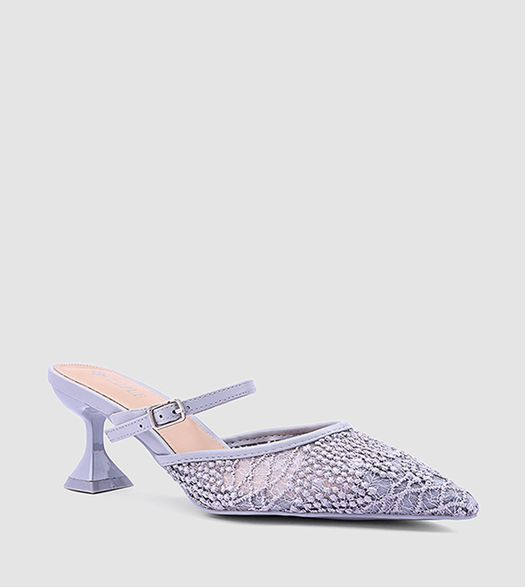 Lace Pointed Toe Heel Pumps