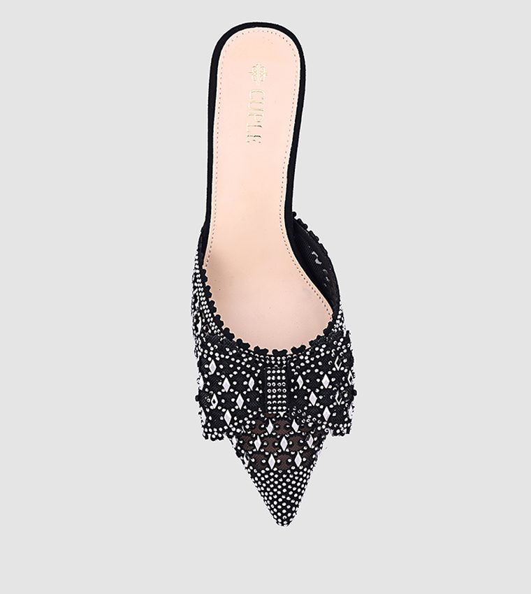 Embellished Pointed Toe Heel Pumps