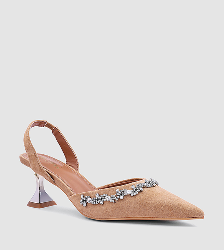 Embellished Pointed Toe Heel Pumps