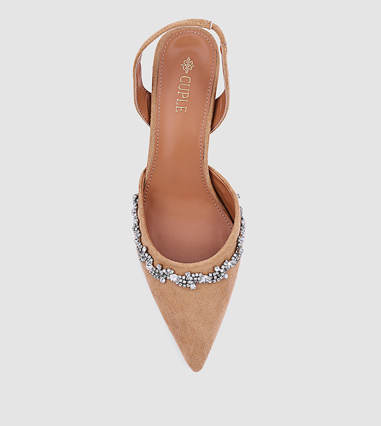 Embellished Pointed Toe Heel Pumps