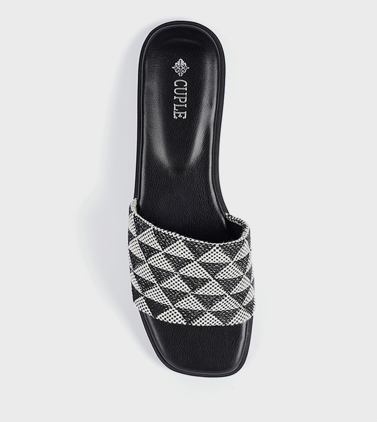 Patterned Open Toe Slide Sandals