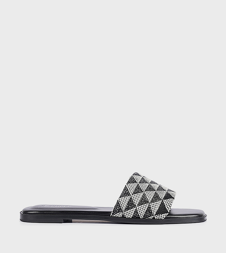 Patterned Open Toe Slide Sandals