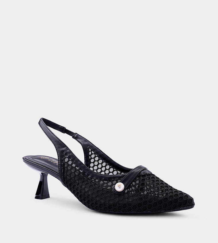 Pointed Toe Slingback Mesh Pumps