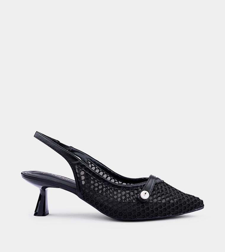 Pointed Toe Slingback Mesh Pumps