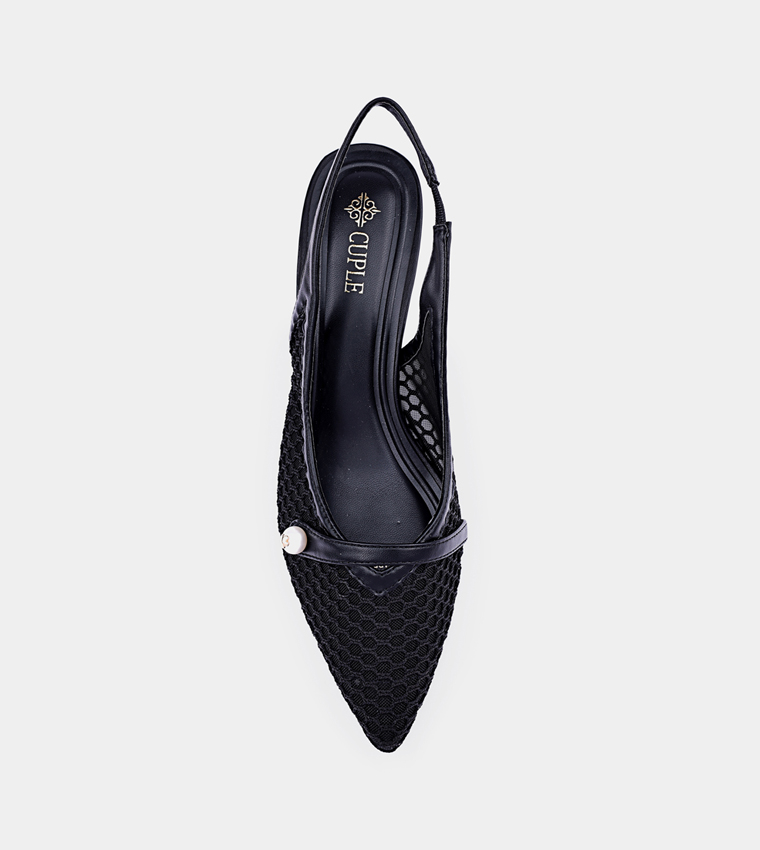 Pointed Toe Slingback Mesh Pumps