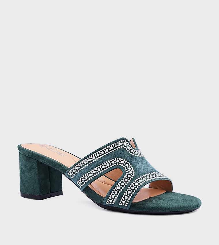 Embellished Block Heel Sandals