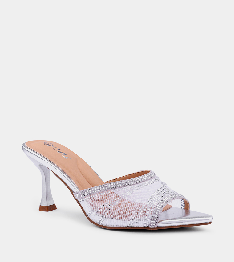 Embellished Peep Toe Heel Sandals