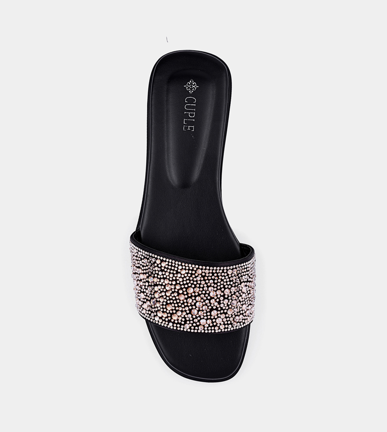 Embellished Open Toe Flat Sandals