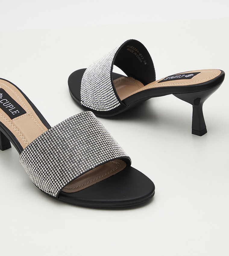 Embellished Open-Toe Heel Sandals