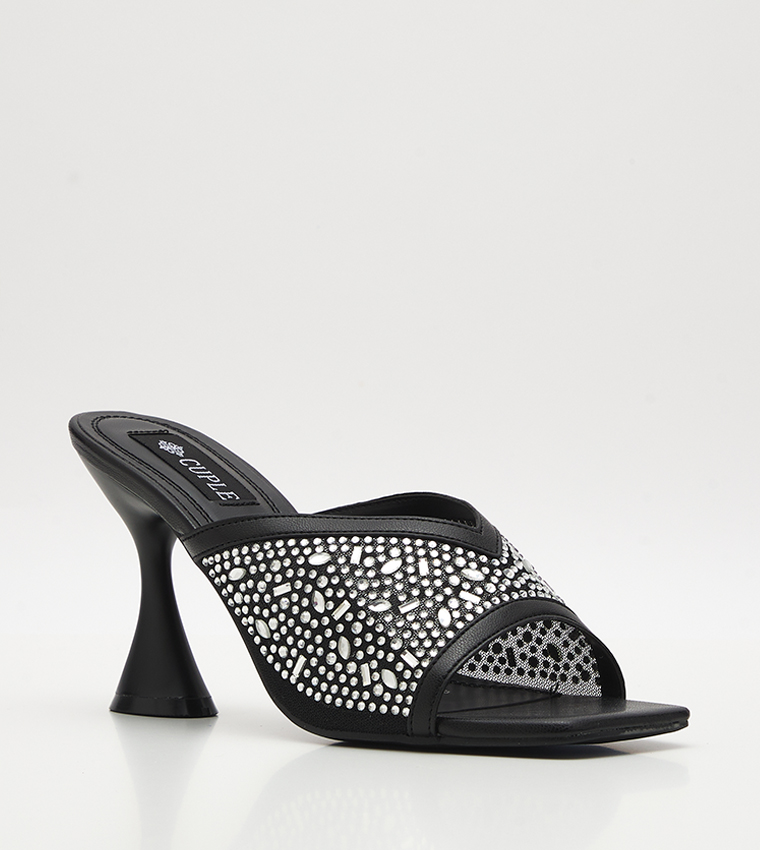 Embellished Open-Toe Heel Sandals