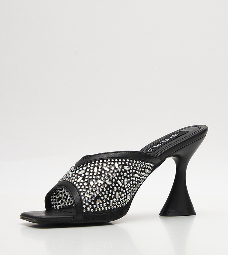 Embellished Open-Toe Heel Sandals