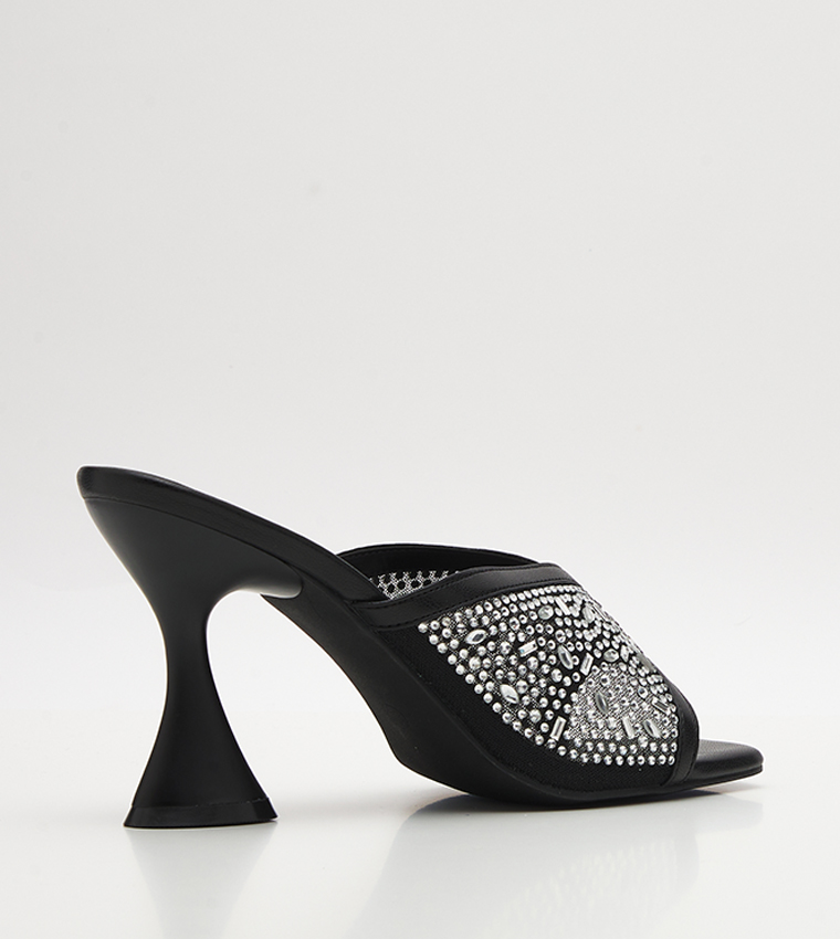 Embellished Open-Toe Heel Sandals