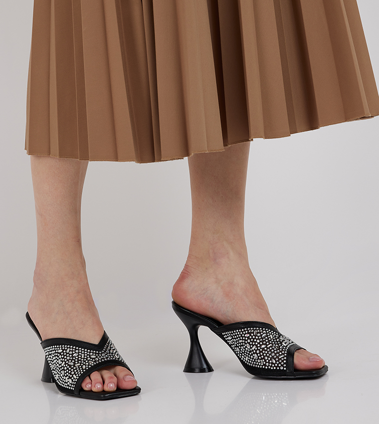Embellished Open-Toe Heel Sandals
