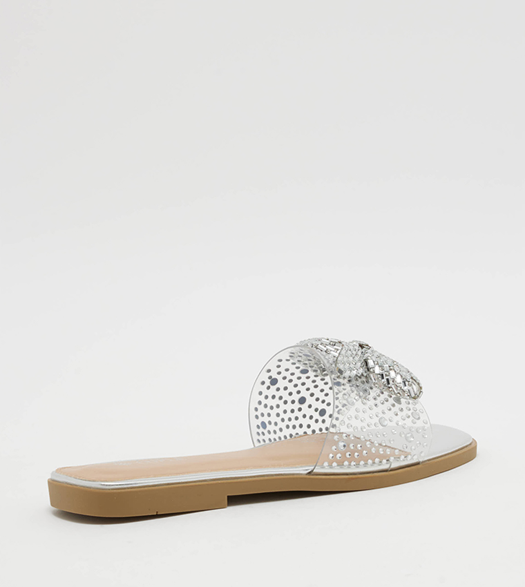 Clear flat hot sale sandals