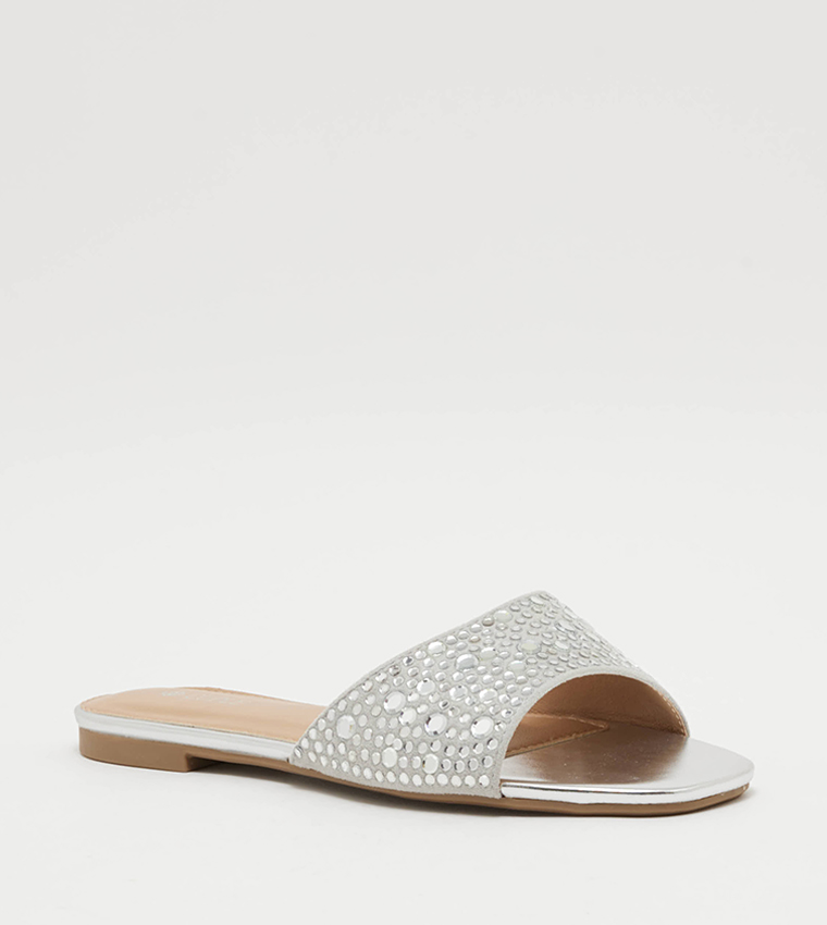 Silver store flat sandals