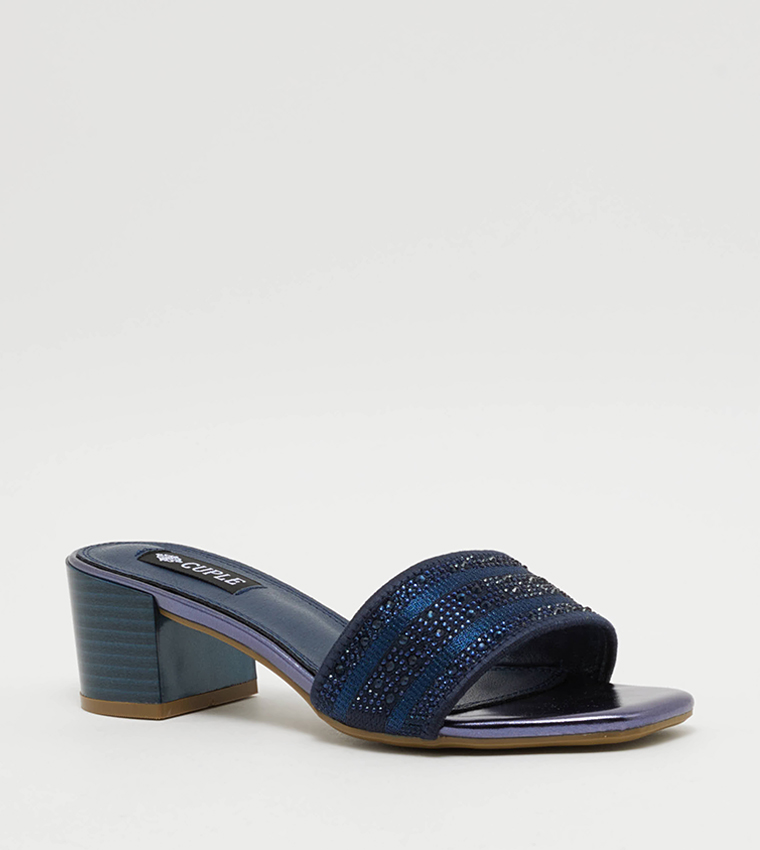 Buy Cuple Embellished Block Heel Sandals In Navy 6thStreet UAE