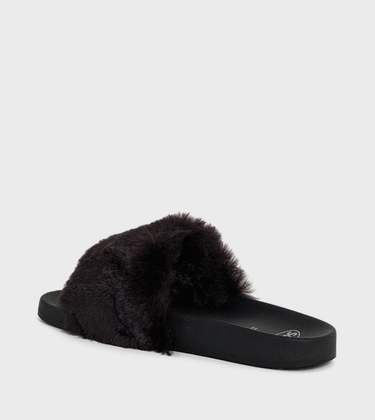 Slide Black Fur 