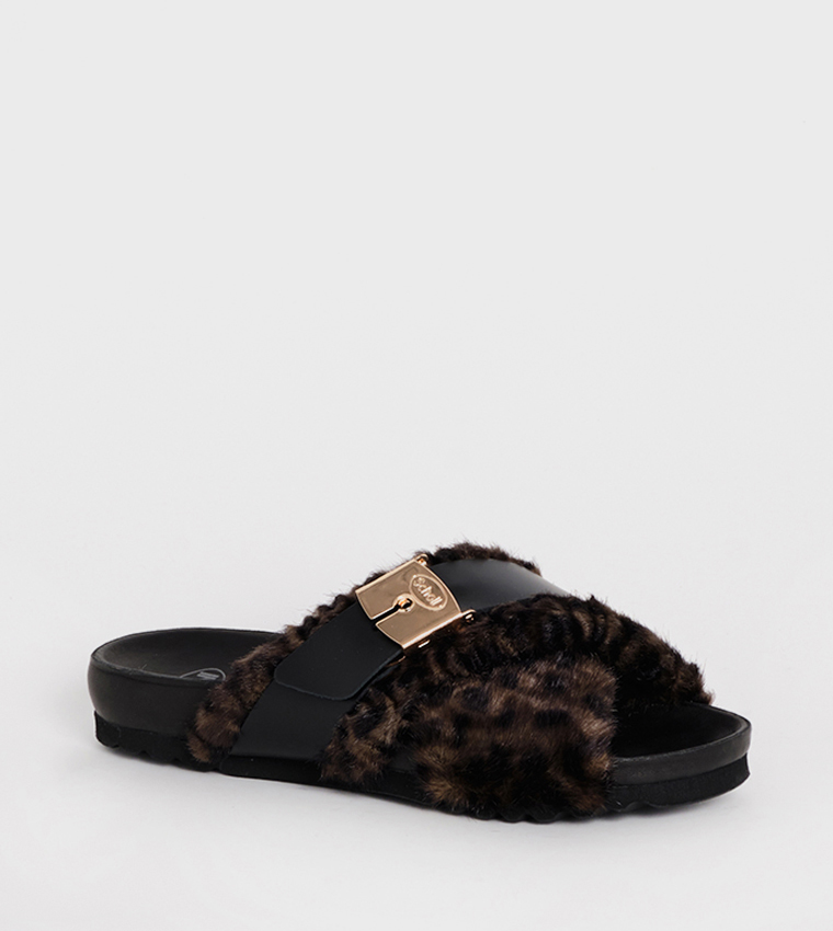 Slipper Brown Amber Printed
