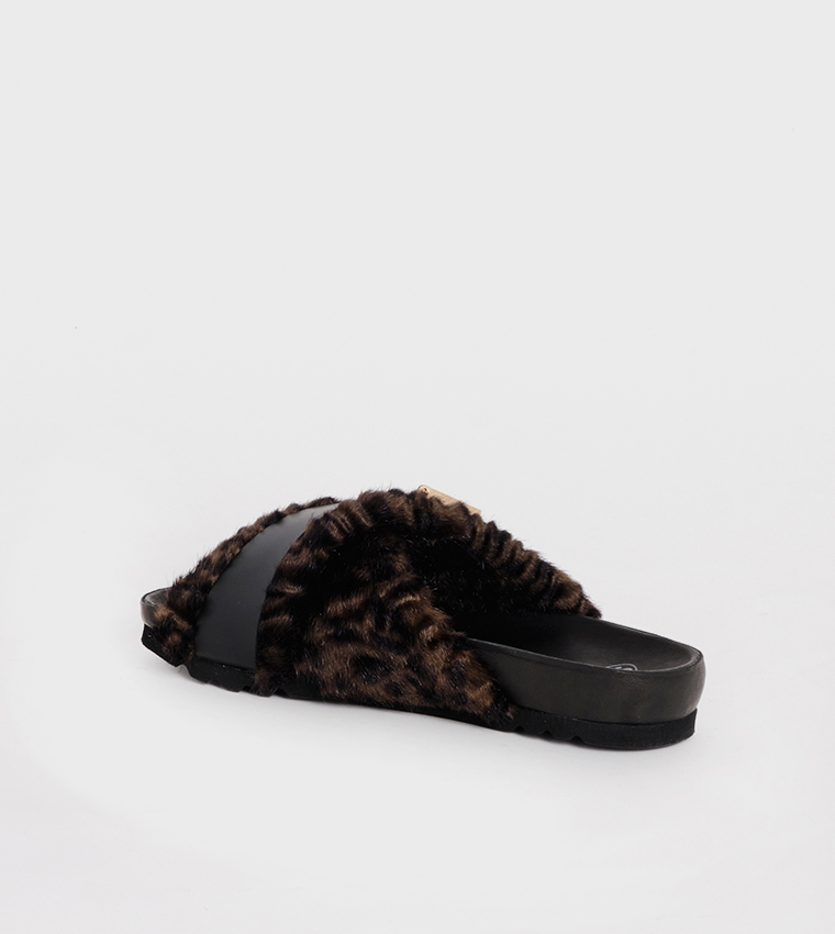 Slipper Brown Amber Printed