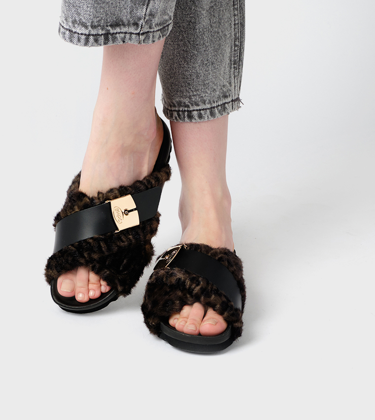 Slipper Brown Amber Printed
