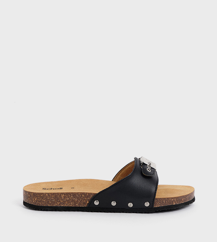 Mules Black Pescura Flat Cork