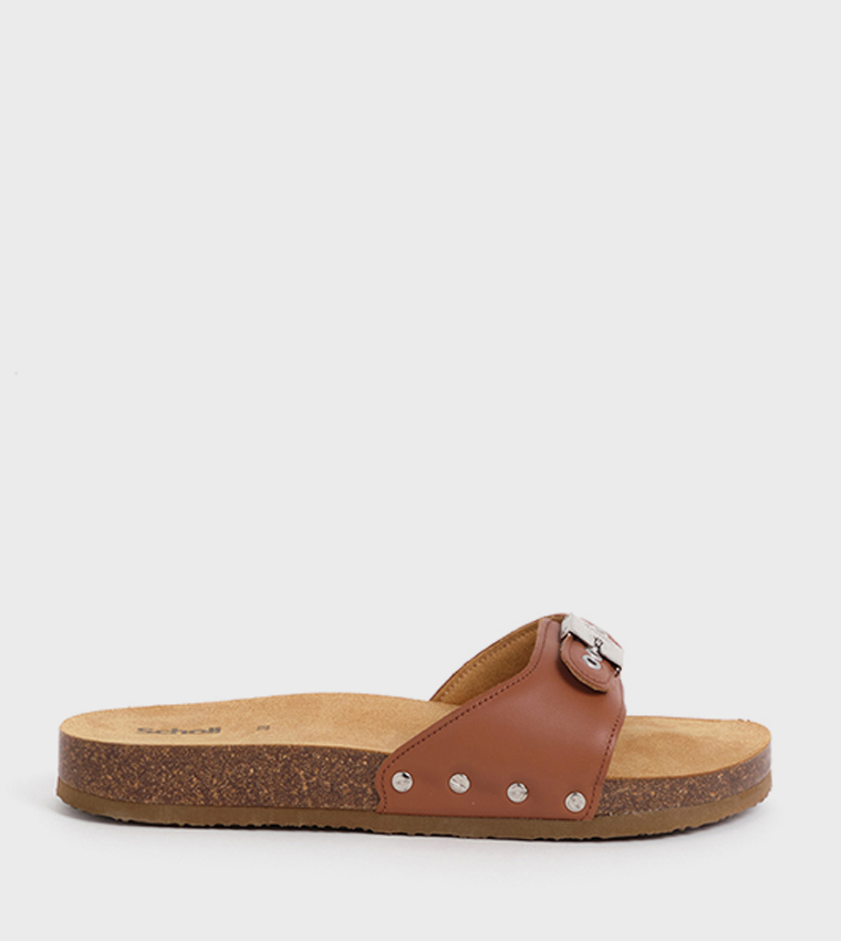 Mules Cognac Pescura Flat Cork