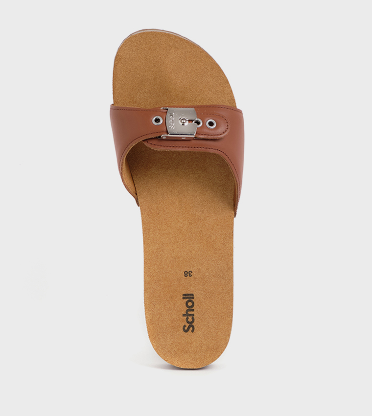 Mules Cognac Pescura Flat Cork