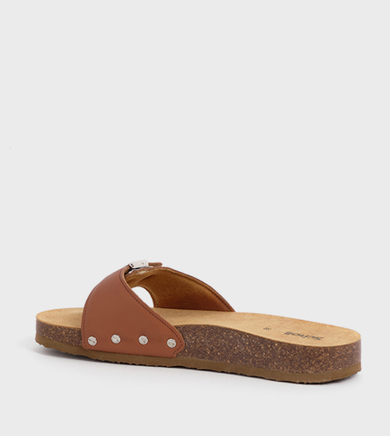 Mules Cognac Pescura Flat Cork