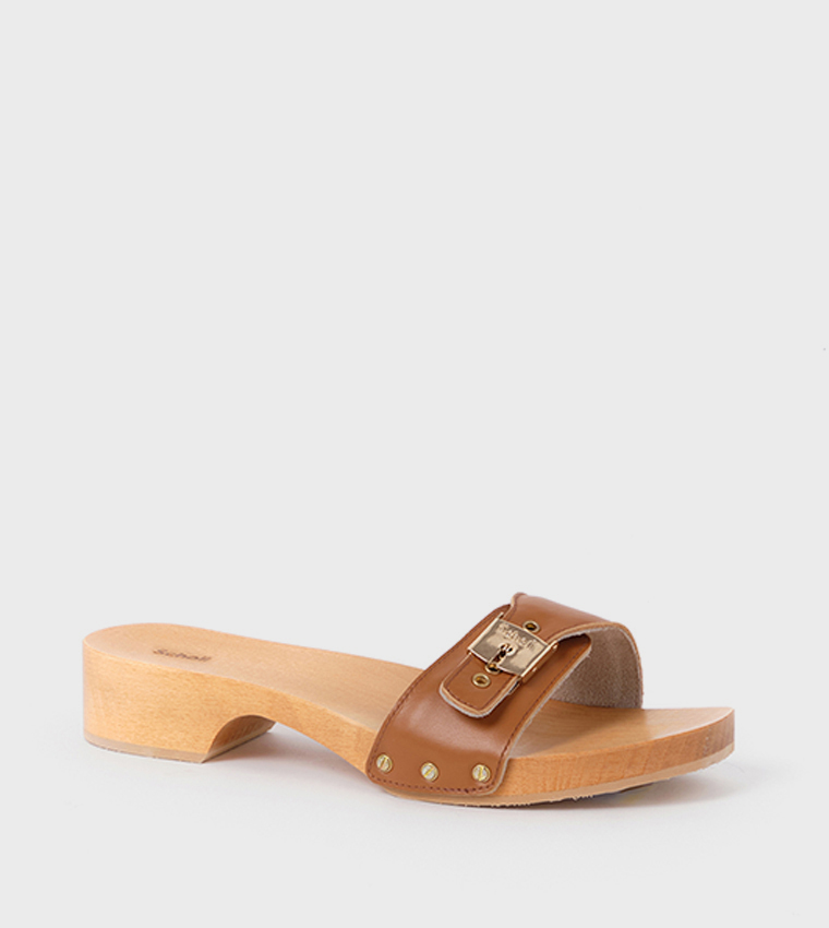 Cognac Pescura Cameron Heel Sandals