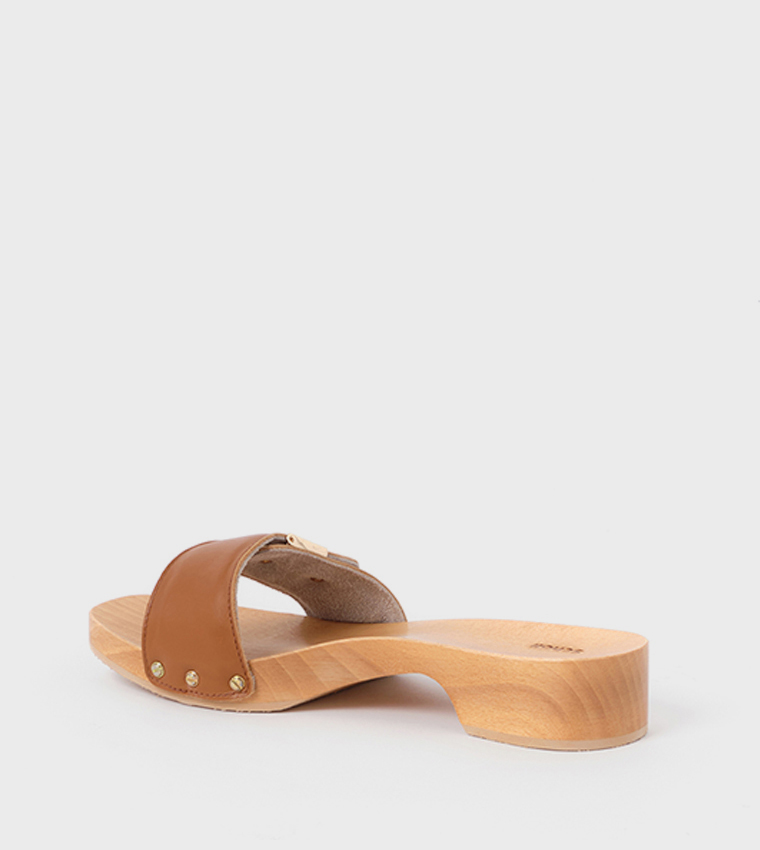 Cognac Pescura Cameron Heel Sandals