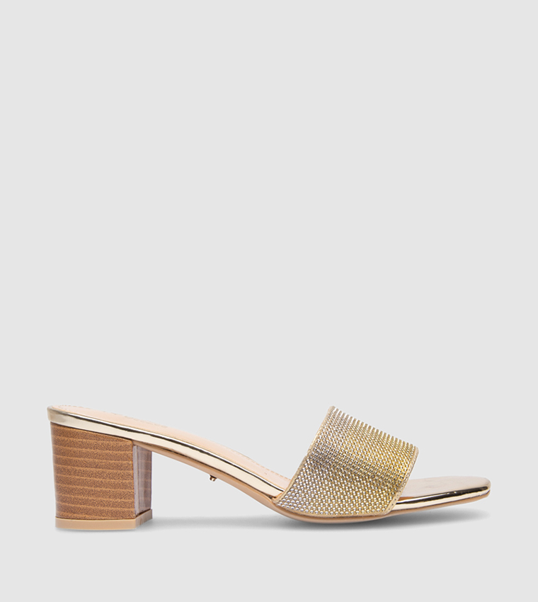 Buy DEEZEE CCC Mid Heel Block Sandal In Gold 6thStreet Saudi