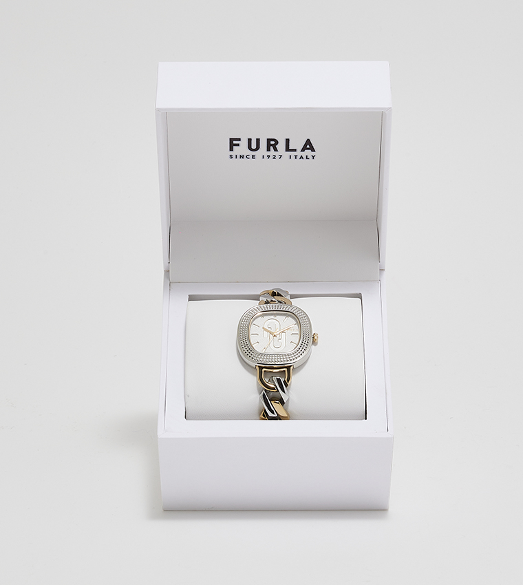 White TV Shape Dial Analog Watch