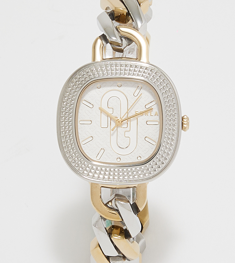 White TV Shape Dial Analog Watch