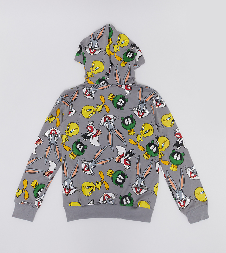 Buy Warner Bros Looney Tunes Themed Hooded Sweatshirt In Grey