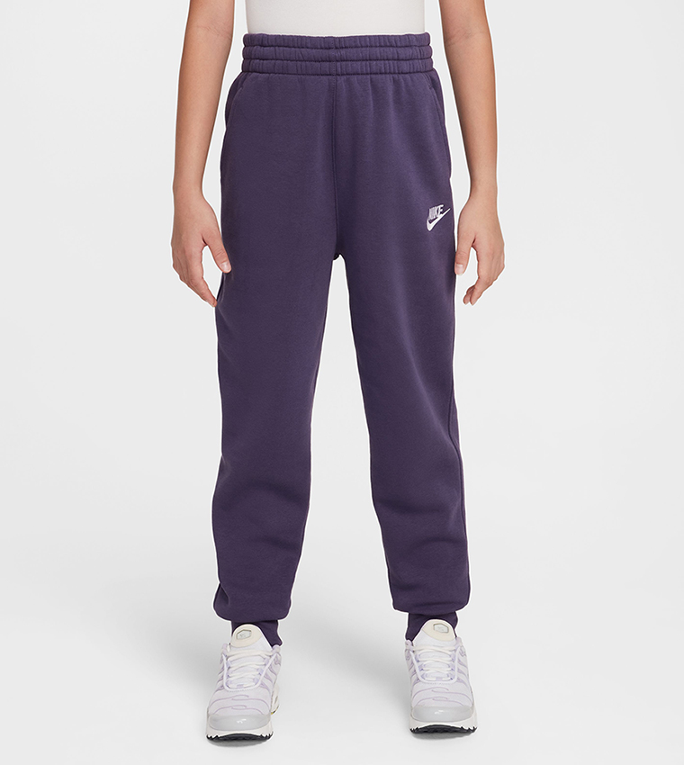 purple nike swoosh joggers
