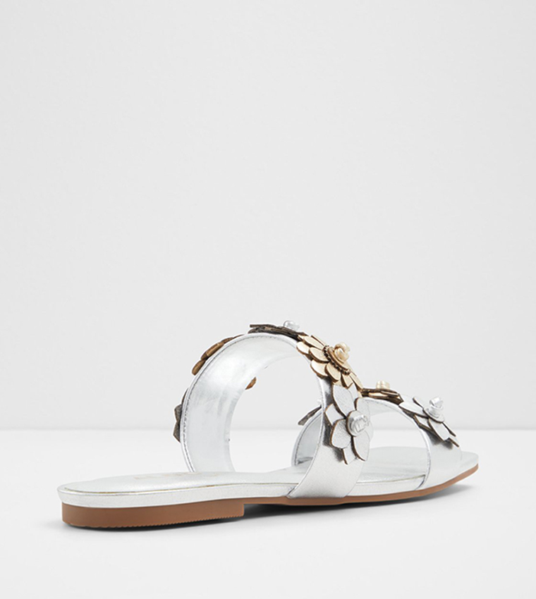 FIORE Floral Appliqued Flat Sandals