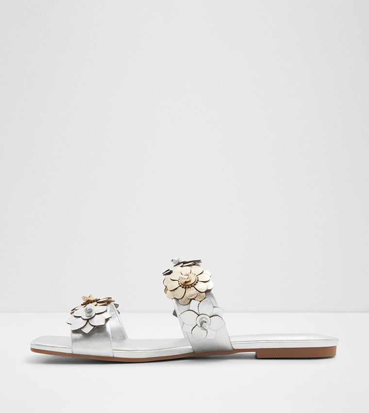 FIORE Floral Appliqued Flat Sandals
