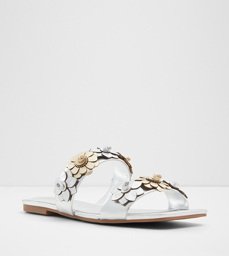 FIORE Floral Appliqued Flat Sandals