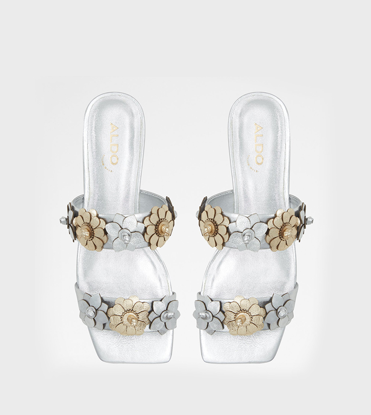 FIORE Floral Appliqued Flat Sandals