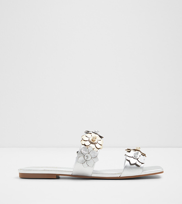 FIORE Floral Appliqued Flat Sandals
