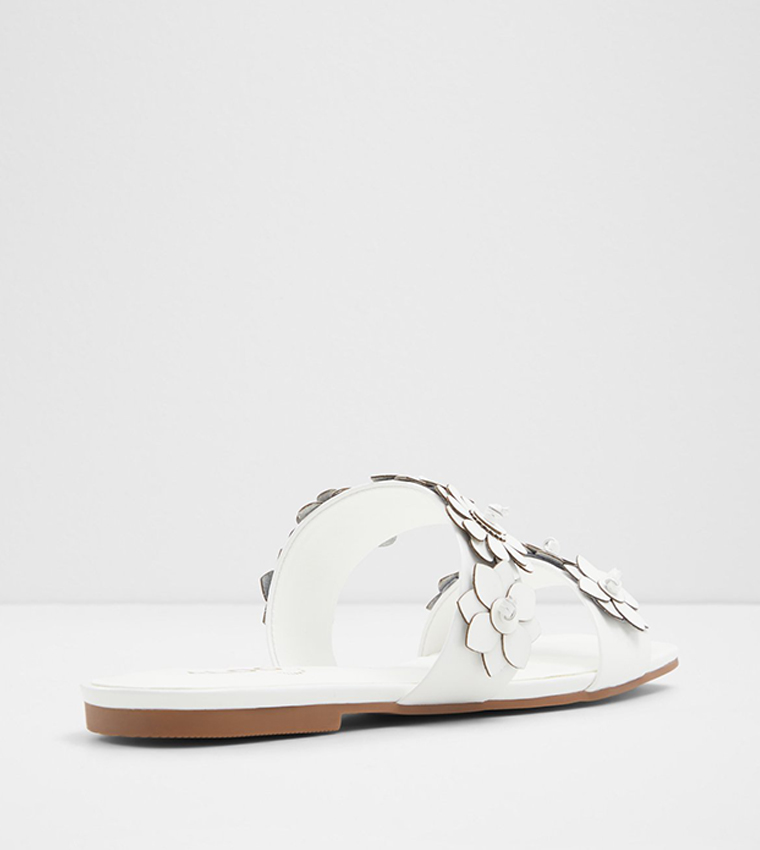 FIORE Floral Appliqued Flat Sandals