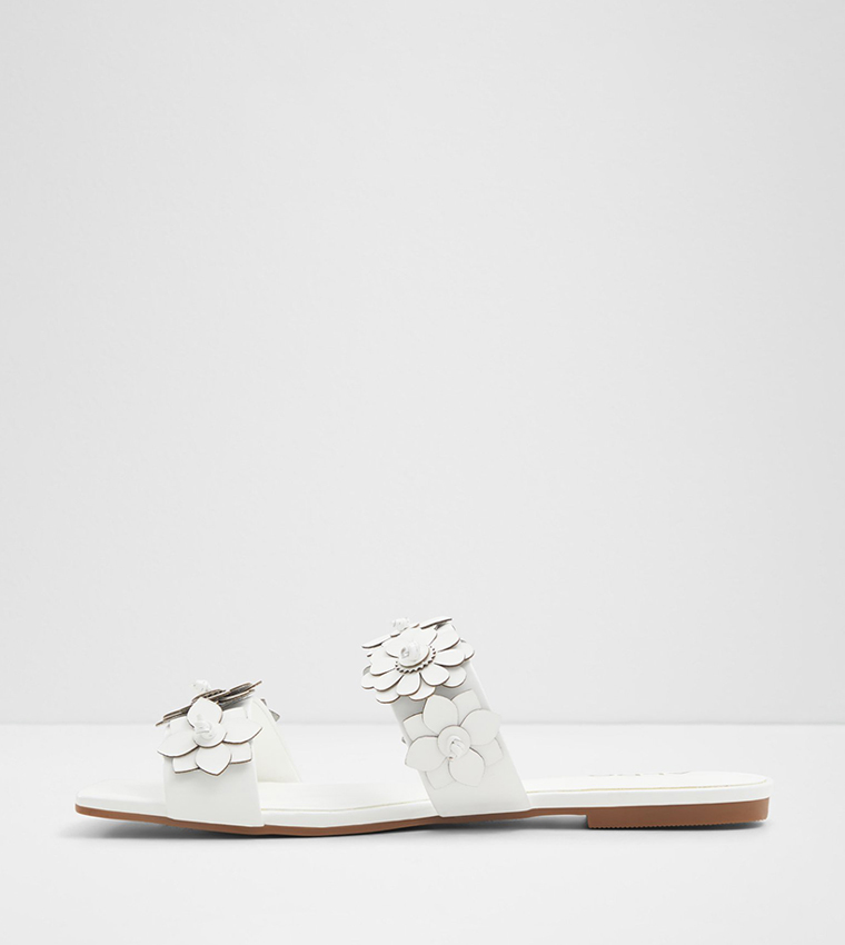 FIORE Floral Appliqued Flat Sandals