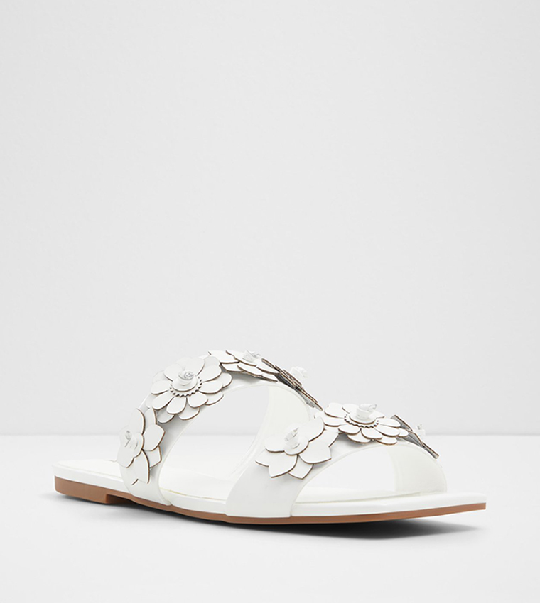 FIORE Floral Appliqued Flat Sandals