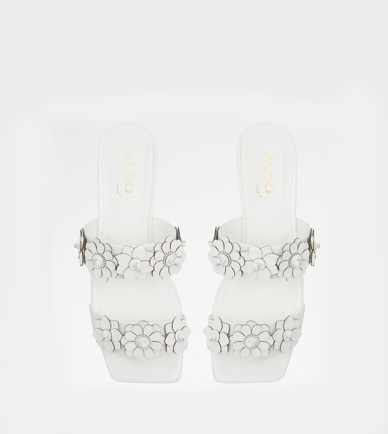 FIORE Floral Appliqued Flat Sandals